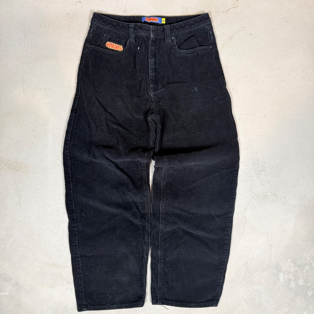Empyre Men Black Corduroy Loose Fit Skater Pants Size 30 Baggy Streetwear